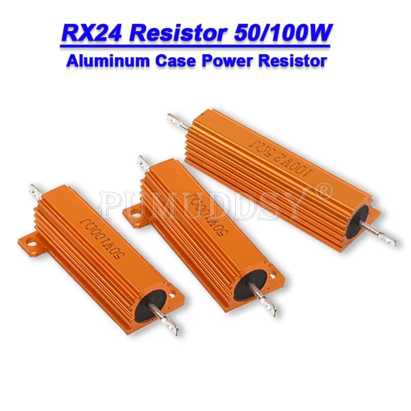 PUMUDDSY Aluminium Drahtwiderstand im Metallgehäuse, Silber, 50 W bis 100 W, Widerstandsbereich 0,01 Ohm bis 100 kOhm, Typ RX24 - Bild 2
