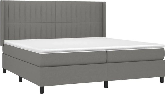 vidaXL Boxspringbett mit Matratze und LED-Unterbettbeleuchtung in Dunkelgrau, Hybridbett mit USB-Ladeport, B/T/H: 200 x 200 x 118 cm - Bild 1