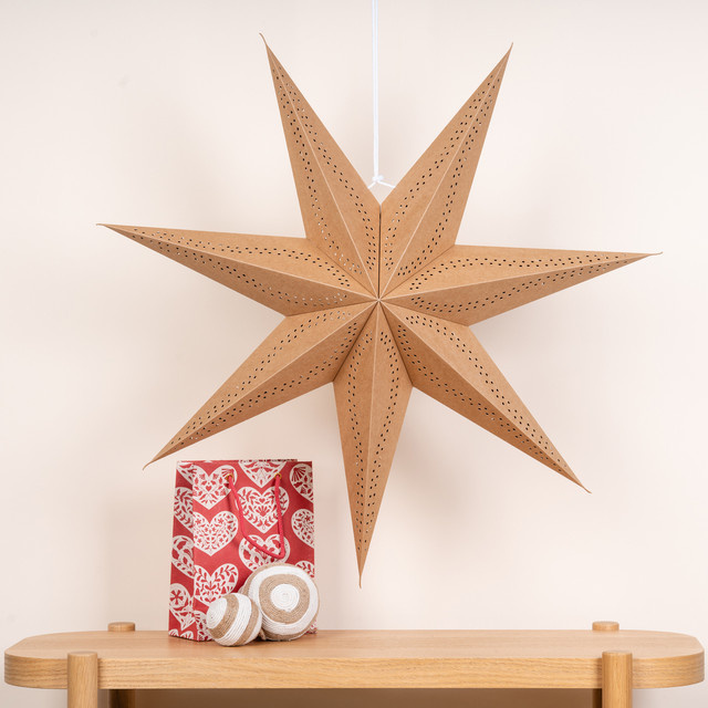 Großer Papierstern von Green Living in Naturfarben aus recyceltem Papier für Weihnachten - Bild 1