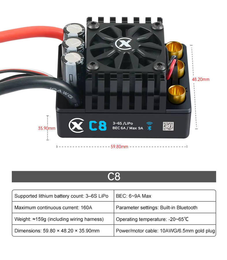 DARK SKY XC-ESC C8 160A Bürstenloser ESC, Zubehör, Metall, Schwarz - Bild 4