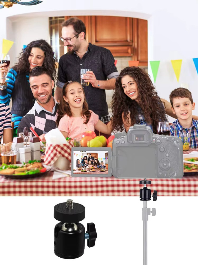 AKwing Verstellbare Rotationshalterung aus Aluminiumlegierung mit Kugelkopf-Adapter in Schwarz für DJI Insta360 GoPro und Action-Kameras - Bild 5