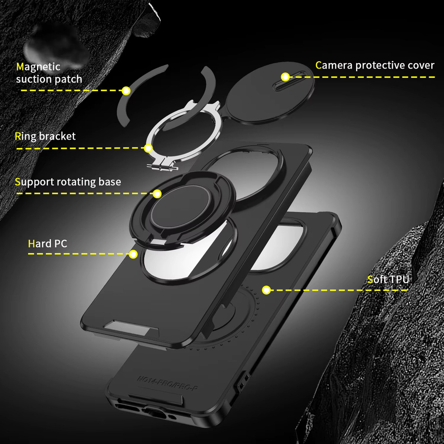 Magnetische Ringständer-Handyhülle für Xiaomi Poco M8 Pro Redmi Note 15Pro 4G Plus 5G mit Schiebe-Kameraschutz aus TPU-Kunststoff in Blau oder Schwarz - Bild 4