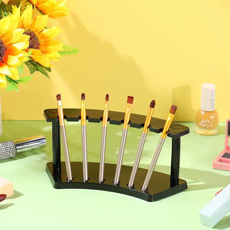 Vertikaler Stifthalter aus Kunststoff mit 6 Fächern in Schwarz und Transparent für Make-up-Pinsel und Augenbrauenstifte - Bild 3