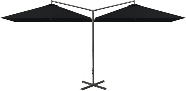 furnicato Doppel-Sonnenschirm mit Stahlmast in Schwarz, B/T: 600 x 300 cm - Bild 1