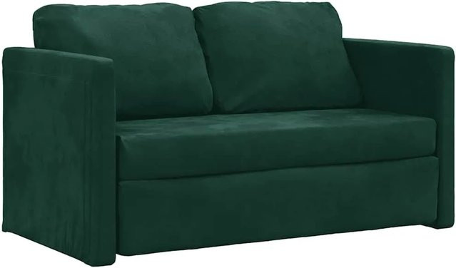 vidaXL Bodensofa mit Schlaffunktion in Dunkelgrün aus Samt, B/T/H: 122 x 204 x 55 cm - Bild 1