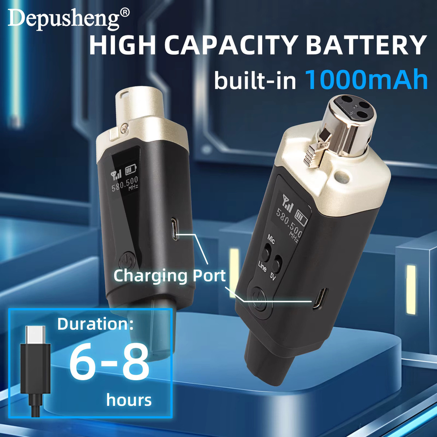 Depusheng MA5 Professionelles drahtloses Funkmikrofonsystem mit XLR für dynamische und Kondensatormikrofone, Schwarz - Bild 4