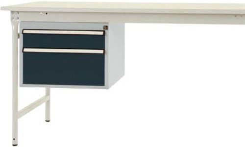 BASI Gehäuse-Unterbau stationär ZB4552.7016 in Anthrazit und Weiß mit 2 abschließbaren Schubfächern für Tischtiefe 800 mm, Nutzhöhe: 300 mm - Bild 1