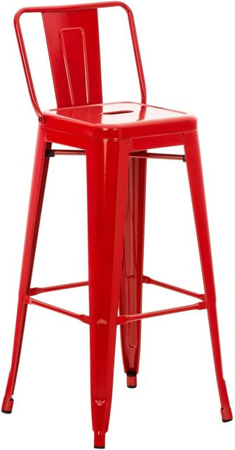 DELUKE Barhocker LEKEL Barstuhl aus Metall in Rot im Industrial-Stil, B/T/H: 44 x 43 x 96 cm - Bild 1