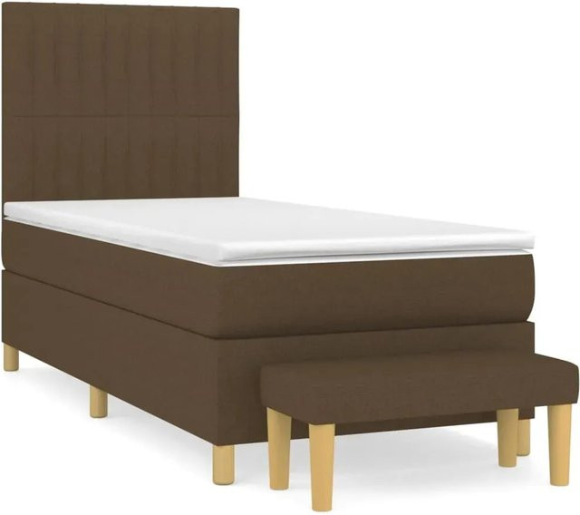vidaXL Boxspringbett mit Matratze Hybrid-Design in Braun aus Stoff, B/T: 100 x 200 cm - Bild 1