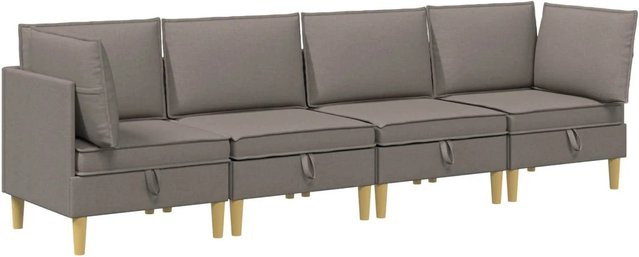 vidaXL Wohnzimmergarnitur mit Kissen und Speicherfunktion in Taupe aus Stoff - Bild 1