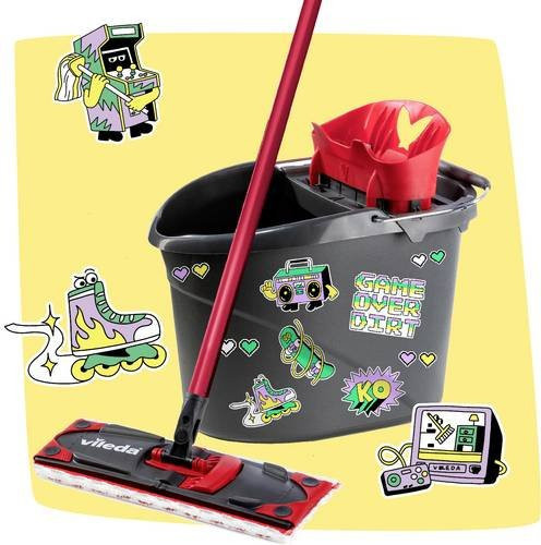 Vileda Ultramax My Style Box Bodenwischer-Set mit Wringer und Mikrofaser in Anthrazit und Rot - Bild 1