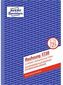 Avery Zweckform Rechnung 1730, Format A5, 1 Buch mit 80 Blatt, FSC-Papier, weiß/gelb - Bild 1