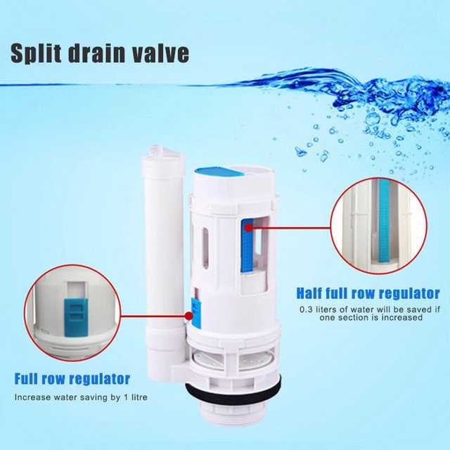 Wassersparendes Toiletten-Doppelspülventil mit Tankknopf für seitliche WC-Wassertanks, Farbe: Weiß - Bild 1