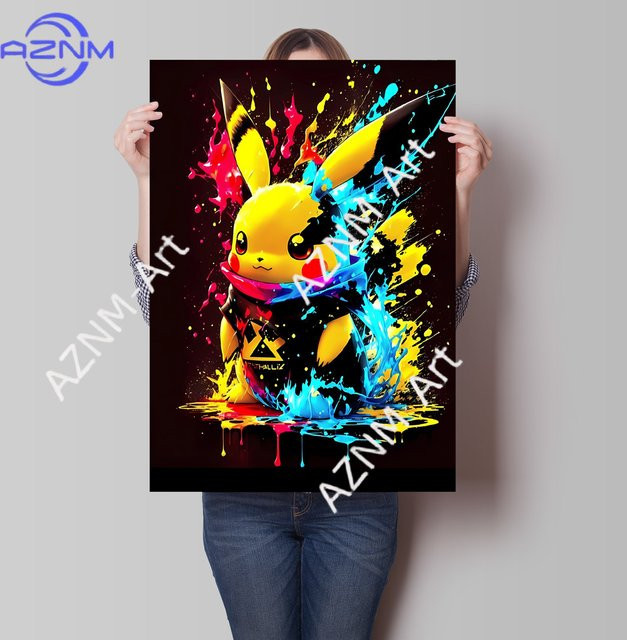 Potdemiel Anime-Leinwandgemälde Pikachu Pokemon Poster in Mehrfarben - Bild 1