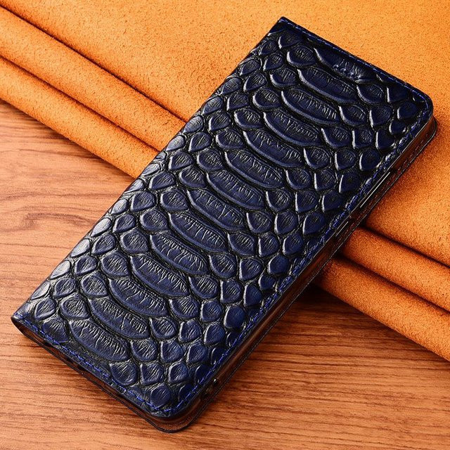 Super Case Flip-Cover aus echtem Leder für iPhone 15 Pro Max, 14 Plus, 13, 12 Mini, 7 und 8 in Blau - Bild 1