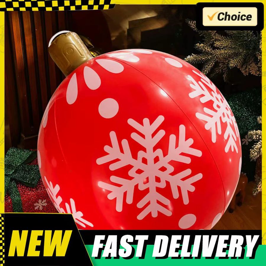 APWIKOGER Aufblasbarer Weihnachtsball aus PVC mit Red Snowflake Design für den Außenbereich, Durchmesser: 60,96 cm - Bild 3
