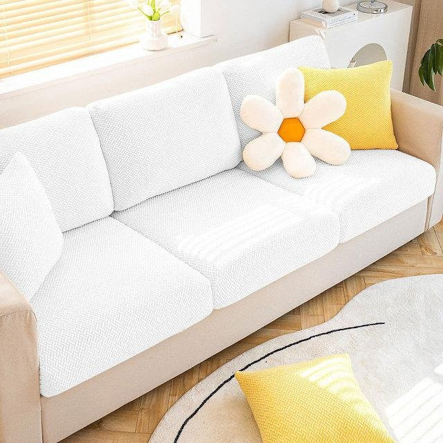 Lellen Jacquard Sofa Sitzbezug Stretch Sofa Abdeckung aus 100% Polyester, Farbe: Weiß, Breite: 60-90 cm - Bild 1