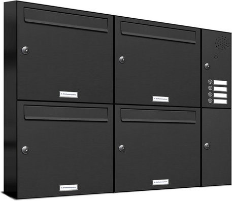 AL Briefkastensystem für 4 Parteien, Aufputzmontage, grau, B/T/H: 91,4 x 11,6 x 68,4 cm - Bild 1
