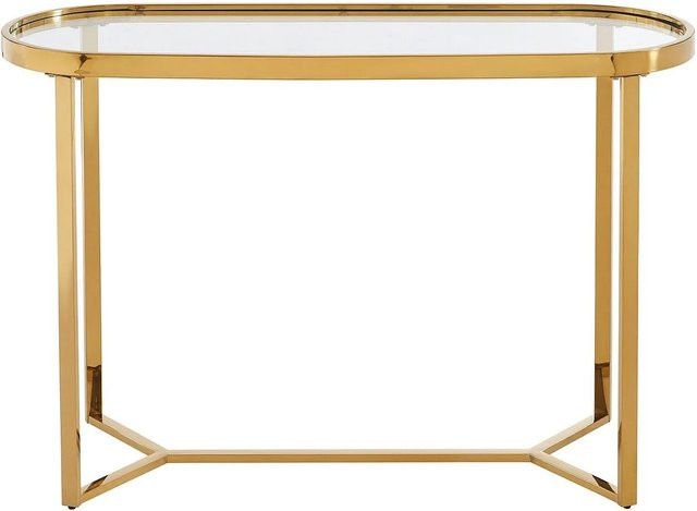 Joliny Konsolentisch aus Sicherheitsglas und Chromstahl in Transparent und Goldfarben, Breite: 120 cm - Bild 1