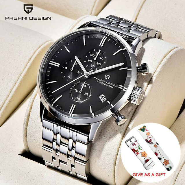 PAGANI DESIGN Armbanduhr Edelstahl, Quarz, Schwarz, Herren - Bild 1