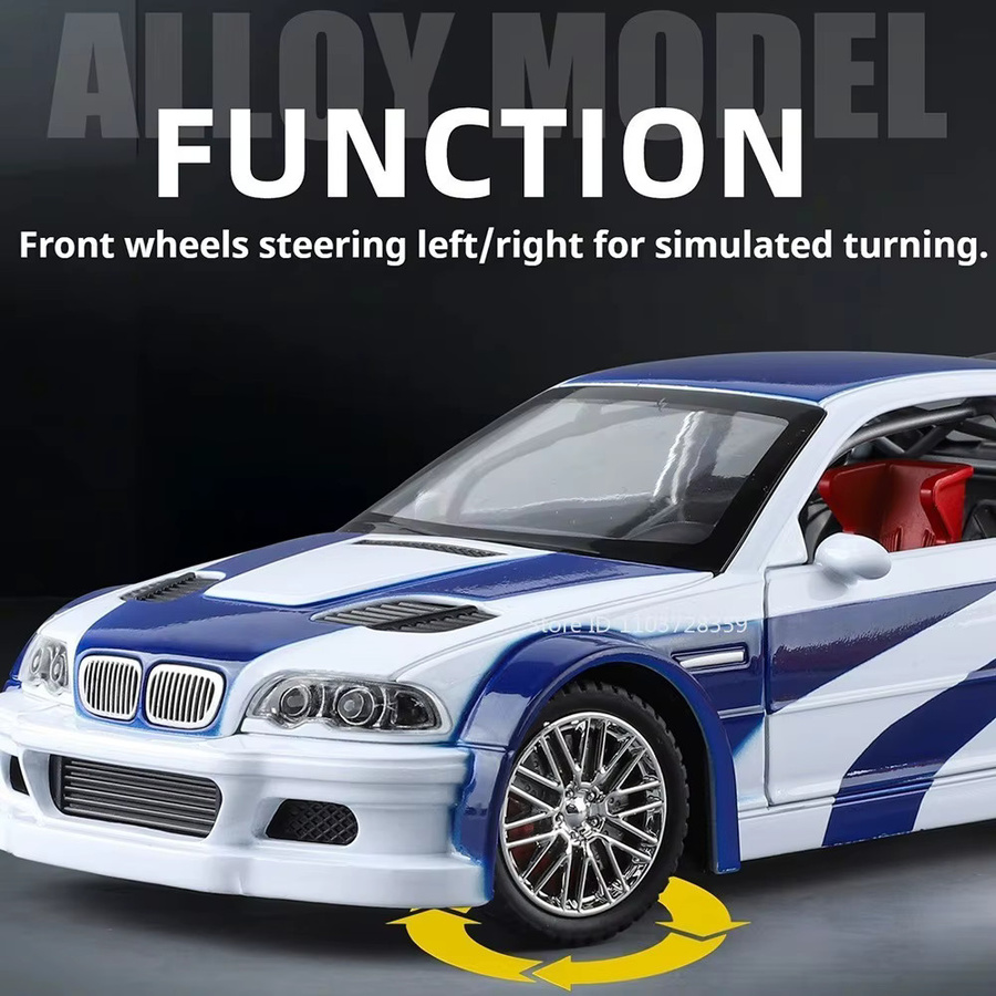 MAKEDA M3 GTR E46 M4 Modell-Sportwagen, 1:24, mit Licht und Sound, Metall - Bild 3