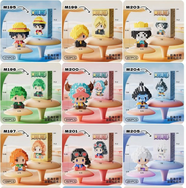 One Piece Mini-Bausteine Luffy Usopp Jinbei Ace Buggy Figur Newgate Sabo Zoro Roger Franky Brook Modell-Bausteine Spielzeug - Bild 1