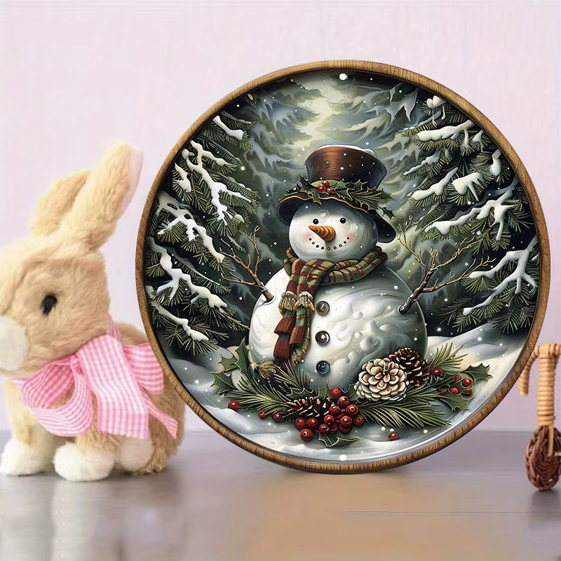 Rundes Schneemann Wanddekor aus Aluminium von Potdemiel, Mehrfarbig, Durchmesser: 20,32 cm - Bild 4