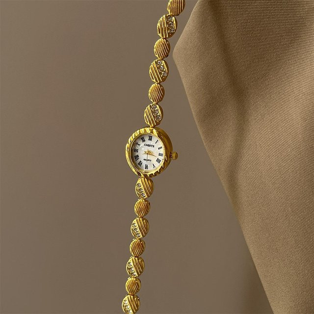 MOONBIFFY Armbanduhr, Quarz, Legierung, Gold, Oval, Weiß, Damen - Bild 1
