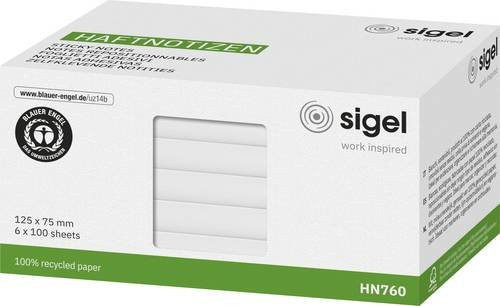 Sigel Haftnotizen HN760 Weiß, 600 Blatt, Breite: 12,5 cm, Höhe: 7,5 cm - Bild 1
