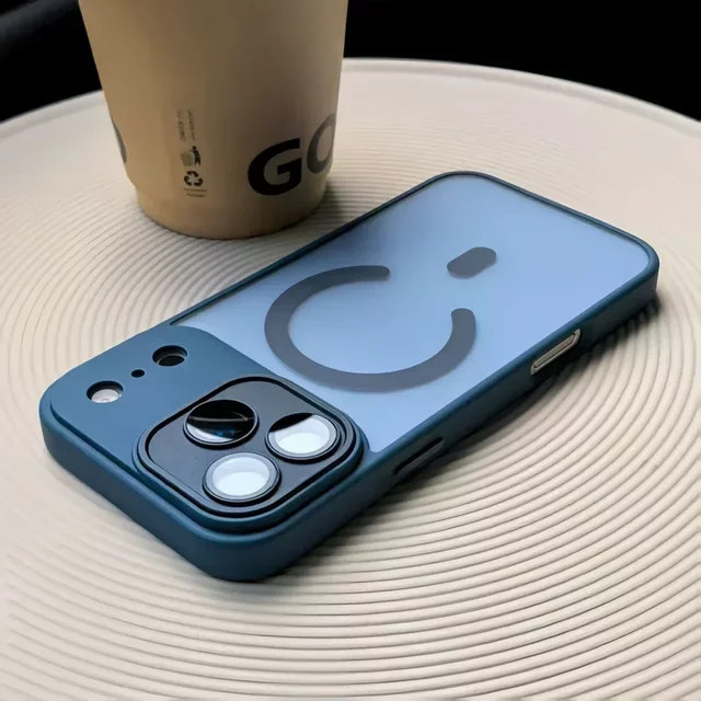 Magnetische Linsenschutzhülle für Apple iPhone 17, 17 Air, 17 Pro und 17 Pro Max, matt und transparent mit kabellosem Lade-Support in Grau oder Blau - Bild 1