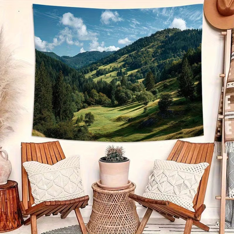 VIKAMA Wandteppich mit Naturlandschaft und Bergen in Multicolour, Boho Wanddeko für Wohnzimmer und Schlafzimmer, B/H: 60 x 40 cm - Bild 2