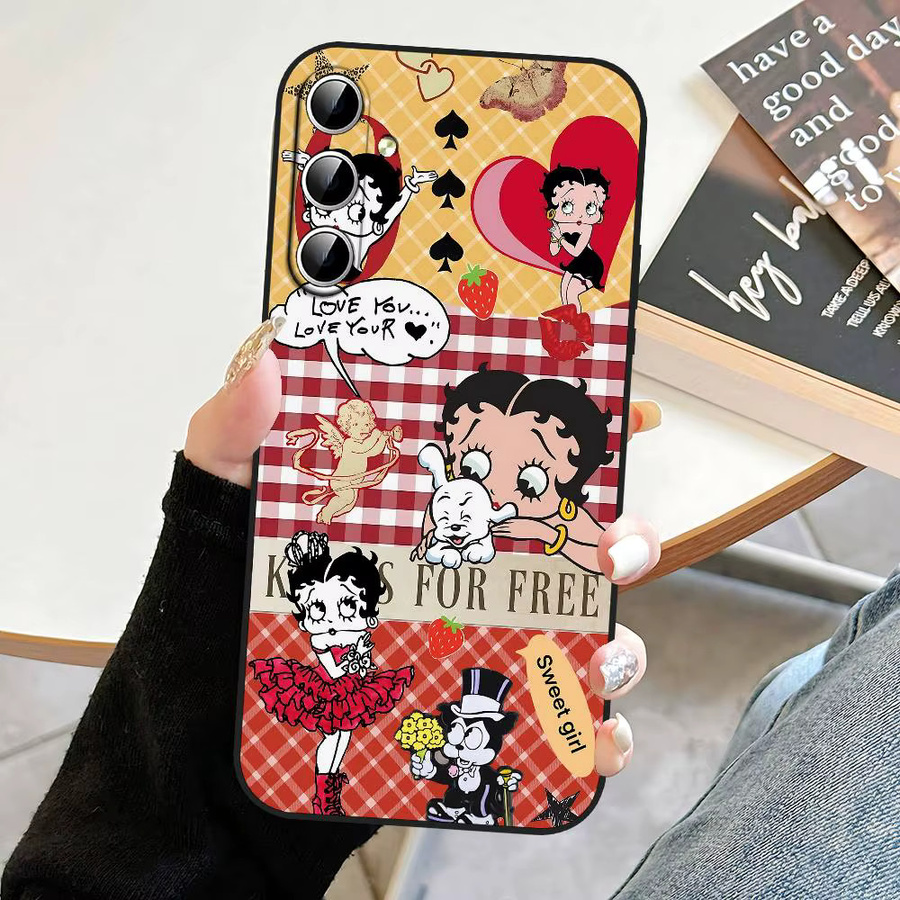 B-Betty-Girls B-Boop Soft Cover Handyhülle für Samsung Galaxy S21 S22 S23 S24 S25 S26 Ultra FE Plus 5G A52S in Multicolour - Bild 3