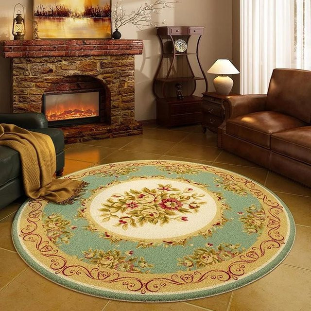 Runder Teppich von Useful Home mit floralem Vintage-Muster in Mehrfarben, weich und waschbar, Durchmesser: 60 cm - Bild 1