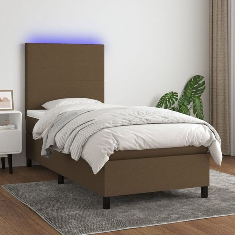 vidaxl Boxspringbett mit Matratze in Braun aus Stoff und Holzwerkstoff B/T/H: 80 x 200 x 128 cm - Bild 1