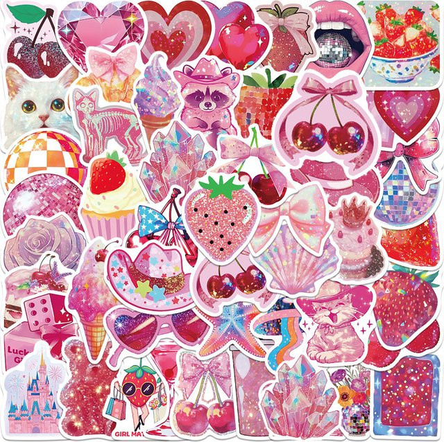 Rspctou Rosa Cartoon Aufkleber, pink, für Kinder - Bild 1