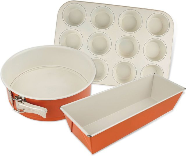 Dr. Oetker Backformen-Set Die Maus, 3-teilig, Keramik, Orange-Weiß, Antihaftbeschichtung - Bild 1