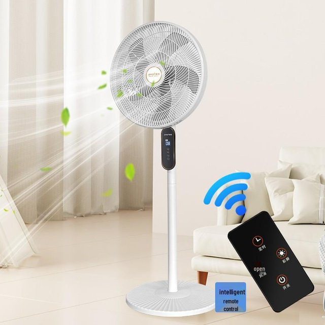 ElectroCN Elektrischer oszillierender Standventilator mit Fernbedienung in Weiß - Bild 1