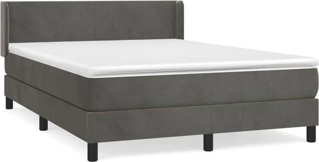 vidaXL Boxspringbett mit Matratze in Dunkelgrau aus Samt, Hybrid-Design mit Taschenfederkern, B/T: 140 x 190 cm - Bild 1