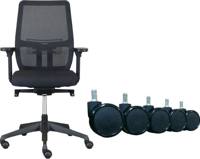 Euroseats Torino Bürostuhl in Schwarz mit Netzmaterial, Armlehnen und Rollen für Hartböden - Bild 1