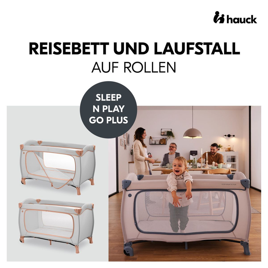 Hauck Reisebett Sleep N Play Go Plus mit Rollen und seitlichem Einstieg in Dusty Cork - Bild 2