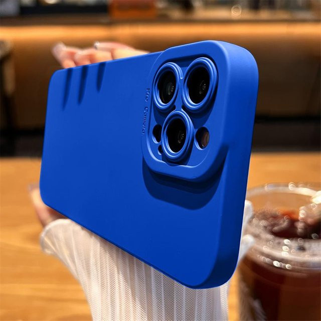 Wolkerfly Matte Silikon Handyhülle mit Kameraobjektiv-Schutz für iPhone 11 bis iPhone 16 Pro Max, Farbe: Blau - Bild 1