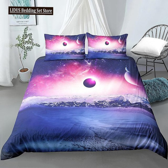 Binchi Fitness Bettwäsche-Set mit Landschafts-3D-Druck aus Polyester, Mehrfarbig, B/H: 135 x 200 cm - Bild 1