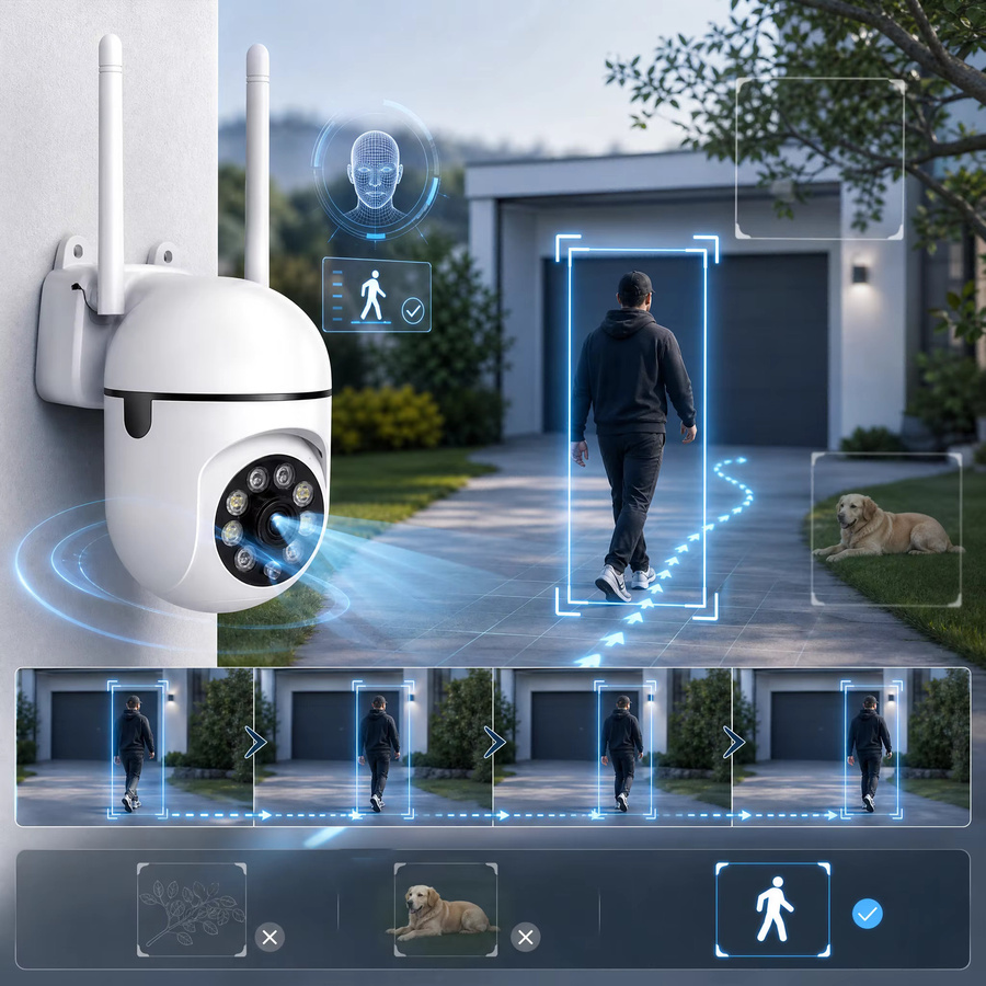BoyKeep Kabellose PTZ-Sicherheitskamera in Weiß mit 2,4G WLAN, FHD, Automatischer Personenverfolgung, IR-Nachtsicht, Zwei-Wege-Audio und Bewegungserkennung für Innen und Außen - Bild 3