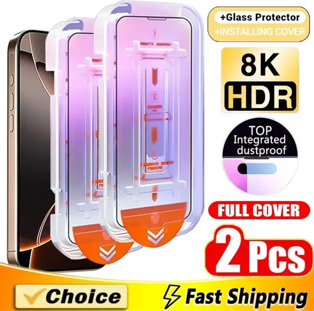 Arvin Displayschutzfolie aus HD Glas für iPhone 15 14 13 12 11 16 Pro Max Mini XR X XS 2 Stück transparent - Bild 1