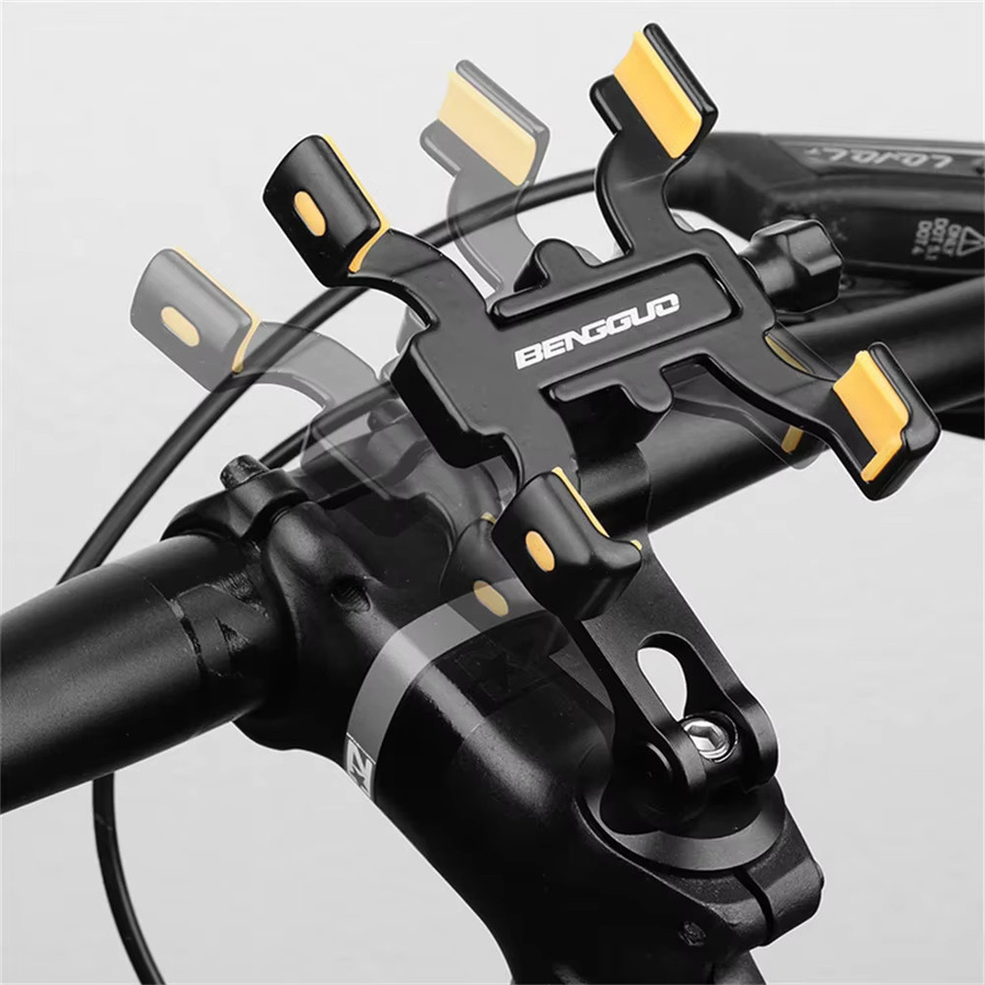 HTHwish Fahrrad-Handyhalterung aus Aluminiumlegierung in Schwarz mit 360 Grad Drehung und Vier-Krallen-Halterung für Lenker, Universal für iPhone und Samsung - Bild 3