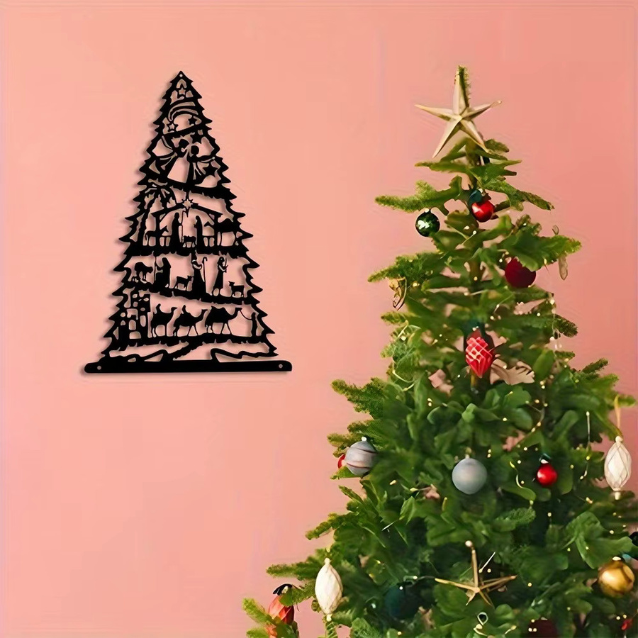 CIFBUY Wandskulptur aus Eisen in Schwarz mit Weihnachtsbaum und Naturmotiv als Raumdekoration - Bild 4