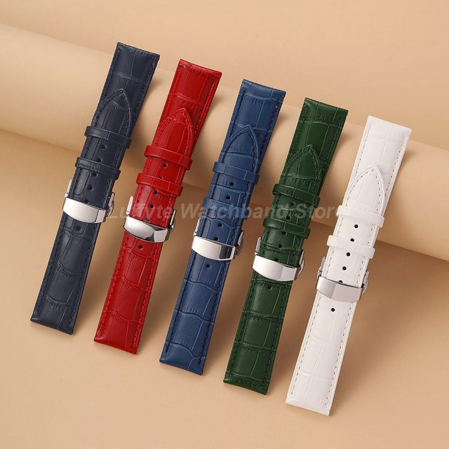 Uhrenarmband luffyte, PU-Leder, Bambusmuster, Schmetterlingsverschluss, Unisex - Bild 1
