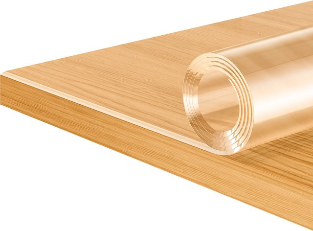WOLTU transparente Tischfolie aus PVC, 2 mm dick, wasserdichte Schutzabdeckung für Esstische und Restauranttische, kristallklar - Bild 1