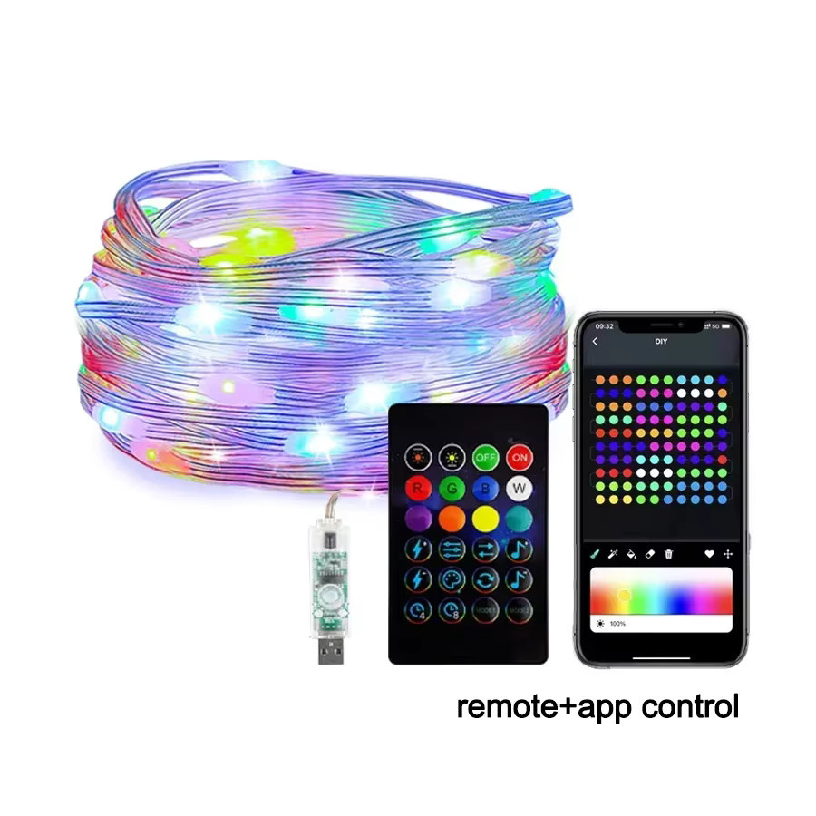 LINYILIGHT RGBIC LED Lichterkette mit Smart APP Steuerung, Wasserdichte WS2812B Girlande in Multicolour für Weihnachtsbaum und Zimmer-Dekoration - Bild 6