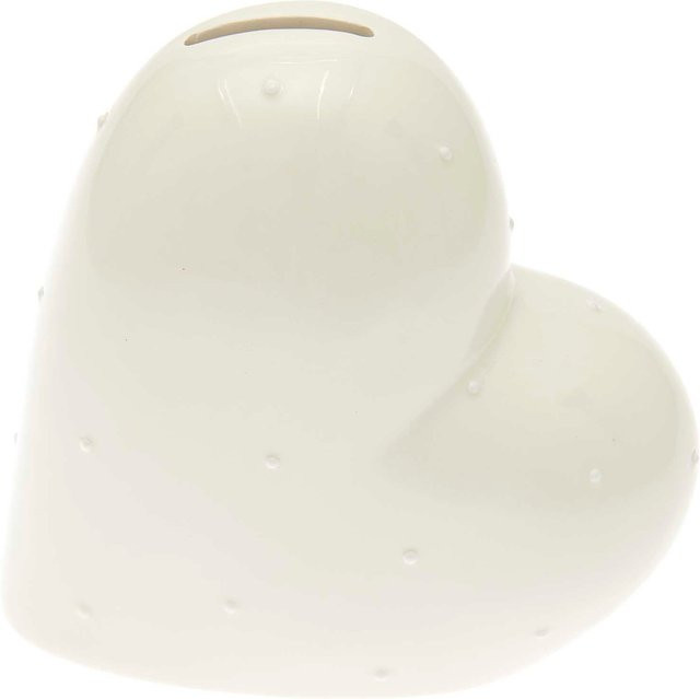 Rico Design Spardose Herz aus Keramik, Weiß, B/T/H: 14,0 x 7,0 x 13,8 cm - Bild 1